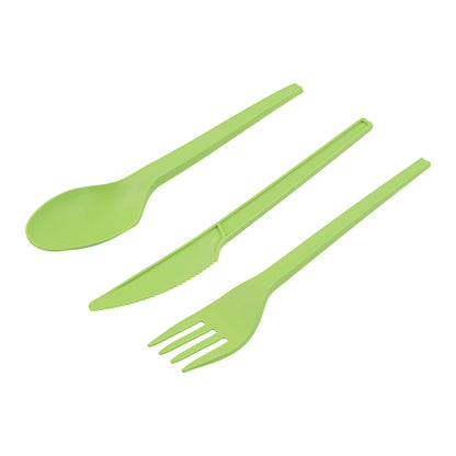 Basic Nature Green CPLA Plastic Cutlery Set - Compostable Wrapper, Heat-Resistant - 6 1/2" - 100 count box