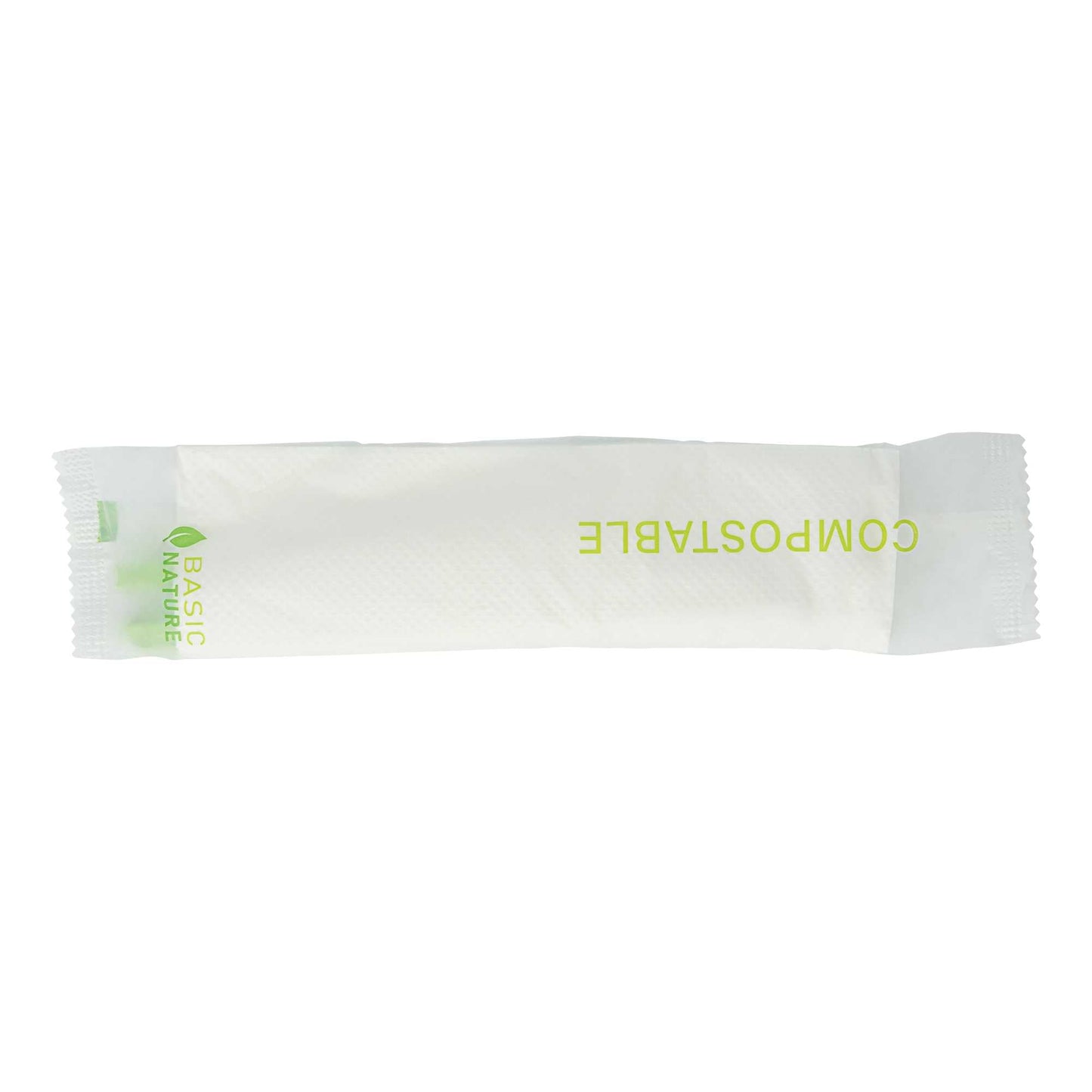 Basic Nature Green CPLA Plastic Cutlery Set - Compostable Wrapper, White Napkin, Heat-Resistant - 6 1/2" - 100 count box