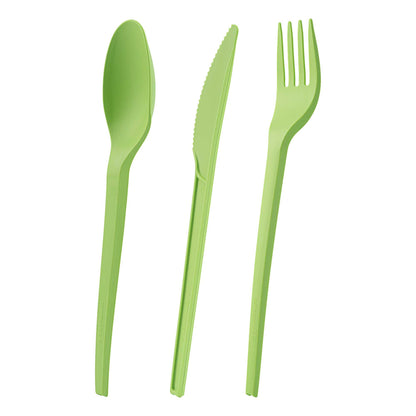 Basic Nature Green CPLA Plastic Cutlery Set - Heat-Resistant, Compostable - 6 1/2" - 290 count box