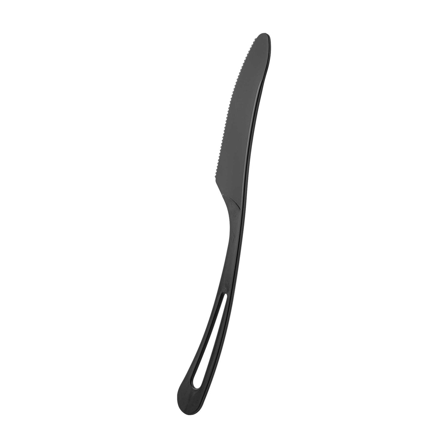 Basic Nature Black CPLA Plastic Knife - Compostable Wrapper, Heat-Resistant - 7 1/2" - 250 count box