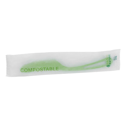 Basic Nature Green CPLA Plastic Knife - Compostable Wrapper, Heat-Resistant - 7 1/2" - 250 count box