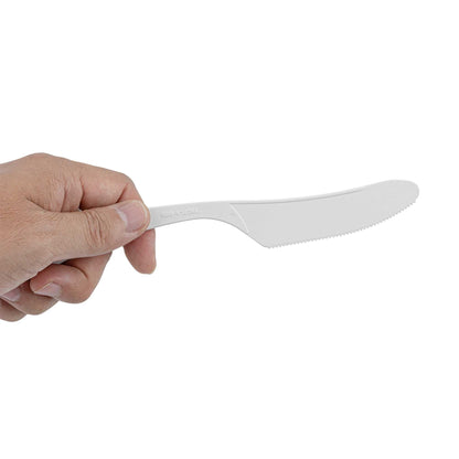 Basic Nature White CPLA Plastic Knife - Compostable Wrapper, Heat-Resistant - 7 1/2" - 250 count box