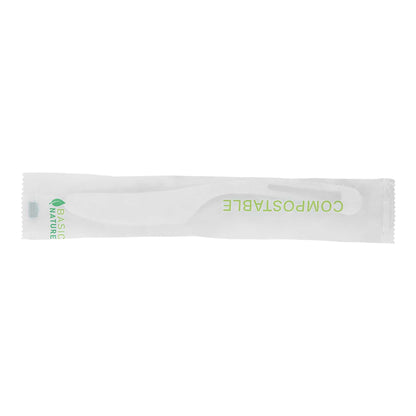 Basic Nature White CPLA Plastic Knife - Compostable Wrapper, Heat-Resistant - 7 1/2" - 250 count box