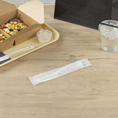 Basic Nature White CPLA Plastic Knife - Compostable Wrapper, Heat-Resistant - 7 1/2" - 250 count box