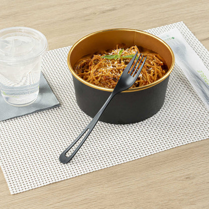 Basic Nature Black CPLA Plastic Fork - Compostable Wrapper, Heat-Resistant - 7 1/2" - 250 count box