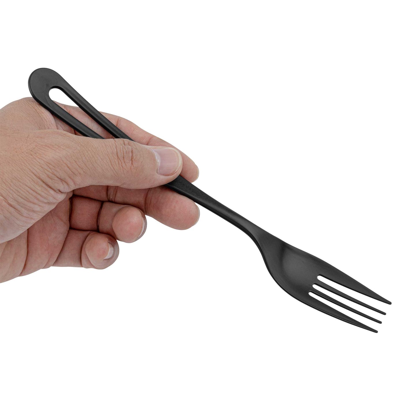 Basic Nature Black CPLA Plastic Fork - Compostable Wrapper, Heat-Resistant - 7 1/2" - 250 count box