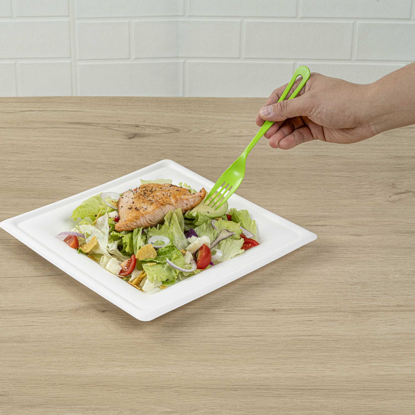 Basic Nature Green CPLA Plastic Fork - Compostable Wrapper, Heat-Resistant - 7 1/2" - 250 count box