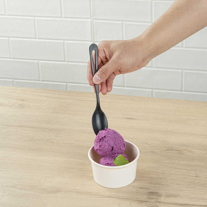 Basic Nature Black CPLA Plastic Spoon - Compostable Wrapper, Heat-Resistant - 7 1/2" - 250 count box