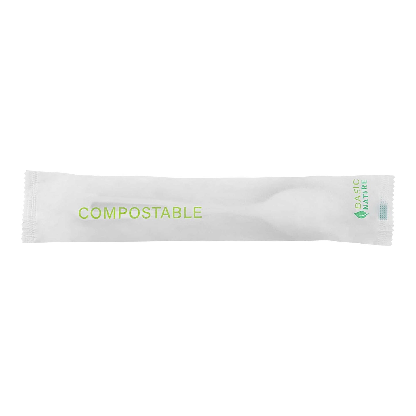 Basic Nature White CPLA Plastic Spoon - Compostable Wrapper, Heat-Resistant - 7 1/2" - 250 count box