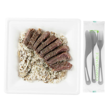 Basic Nature Black CPLA Plastic Cutlery Set - Compostable Wrapper, Heat-Resistant - 7 1/2" - 100 count box