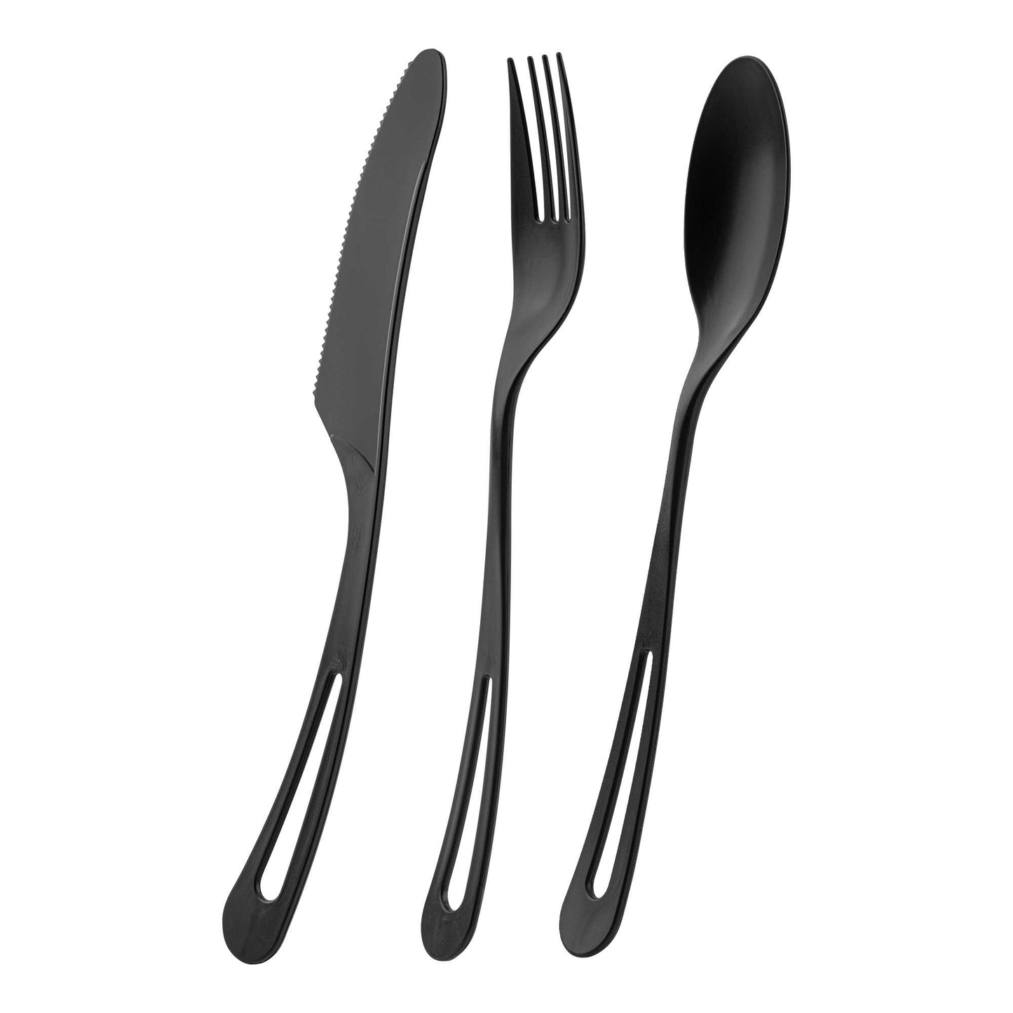 Basic Nature Black CPLA Plastic Cutlery Set - Compostable Wrapper, Heat-Resistant - 7 1/2" - 100 count box