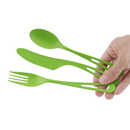 Basic Nature Green CPLA Plastic Cutlery Set - Compostable Wrapper, Heat-Resistant - 7 1/2" - 100 count box