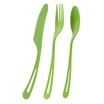 Basic Nature Green CPLA Plastic Cutlery Set - Compostable Wrapper, Heat-Resistant - 7 1/2" - 100 count box