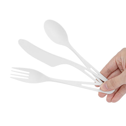 Basic Nature White CPLA Plastic Cutlery Set - Compostable Wrapper, Heat-Resistant - 7 1/2" - 100 count box