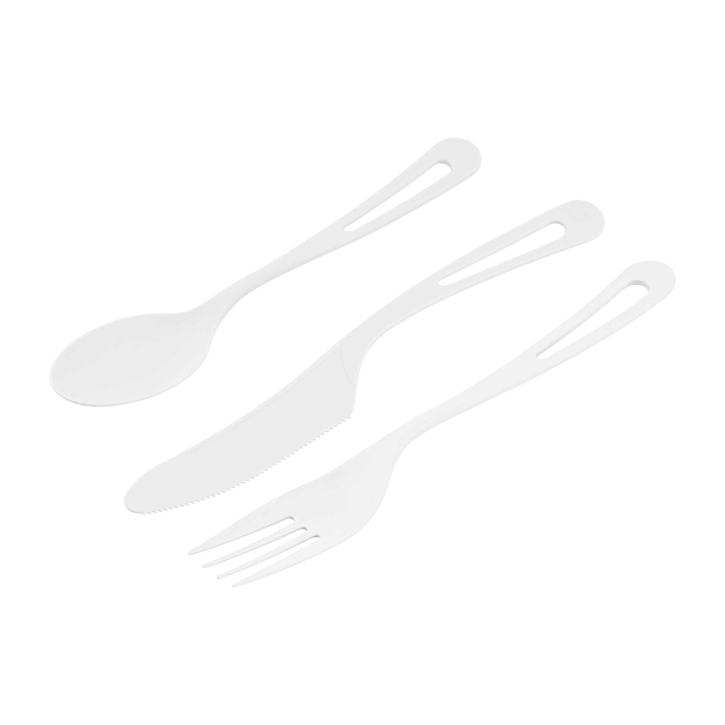 Basic Nature White CPLA Plastic Cutlery Set - Compostable Wrapper, Heat-Resistant - 7 1/2" - 100 count box