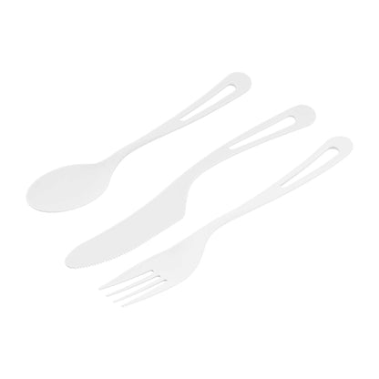 Basic Nature White CPLA Plastic Cutlery Set - Compostable Wrapper, Heat-Resistant - 7 1/2" - 100 count box