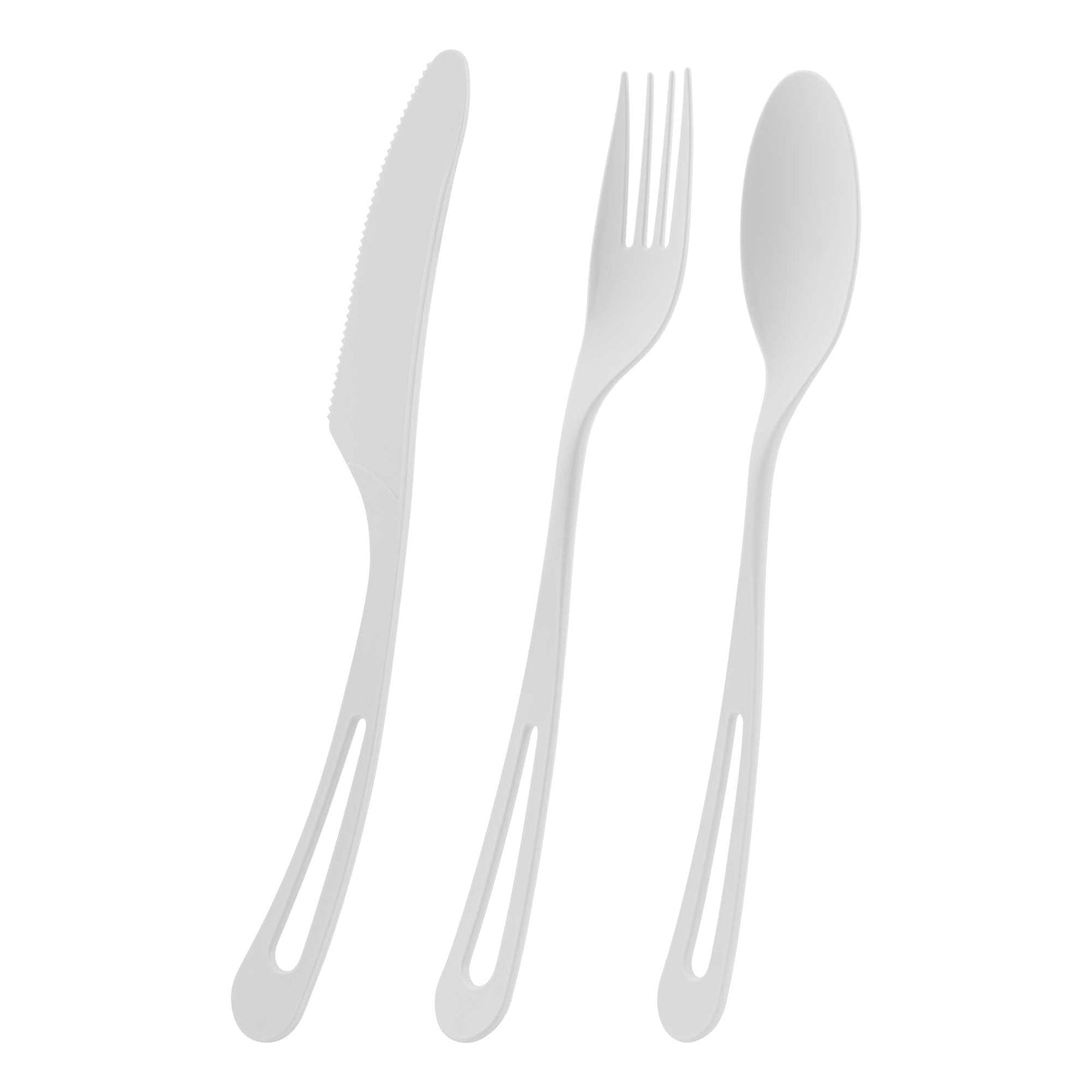 Basic Nature White CPLA Plastic Cutlery Set - Compostable Wrapper, Heat-Resistant - 7 1/2" - 100 count box