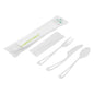 Basic Nature White CPLA Plastic Cutlery Set - Compostable Wrapper, White Napkin, Heat-Resistant - 7 1/2" - 100 count box