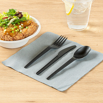 Basic Nature Black CPLA Plastic Cutlery Set - Heat-Resistant, Compostable - 6 1/2" - 290 count box