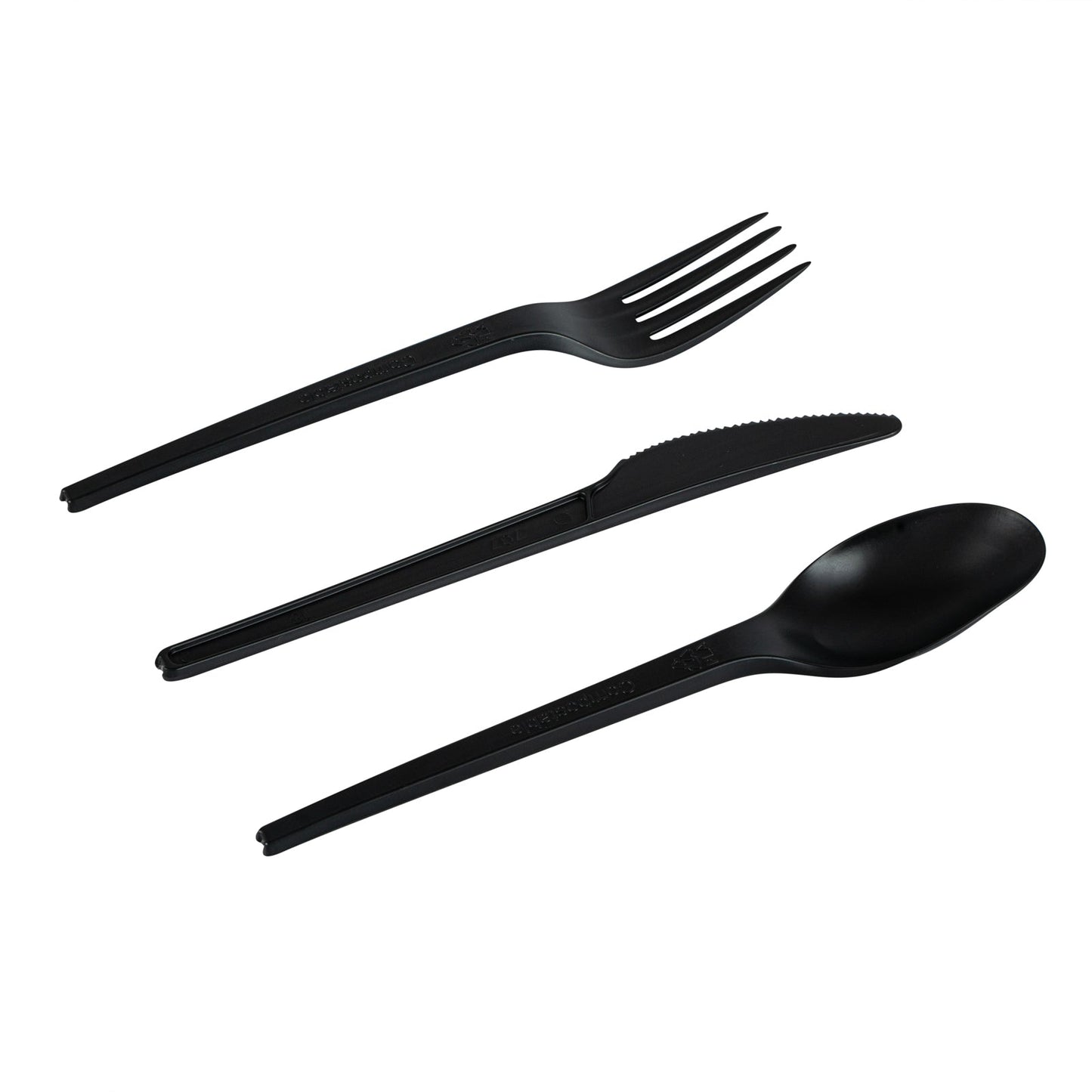 Basic Nature Black CPLA Plastic Cutlery Set - Heat-Resistant, Compostable - 6 1/2" - 290 count box