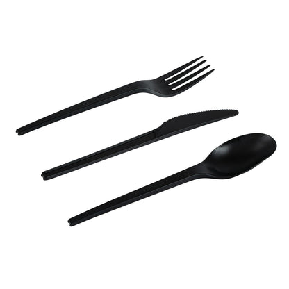 Basic Nature Black CPLA Plastic Cutlery Set - Heat-Resistant, Compostable - 6 1/2" - 290 count box