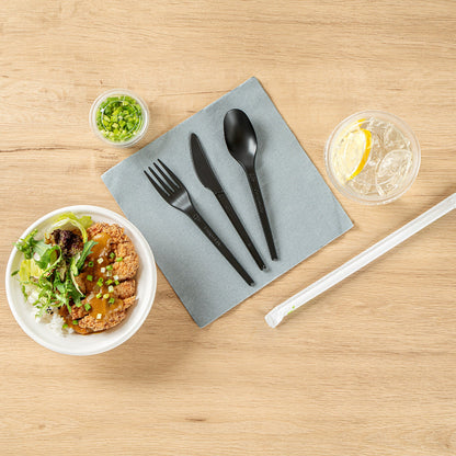 Basic Nature Black CPLA Plastic Cutlery Set - Heat-Resistant, Compostable - 6 1/2" - 290 count box