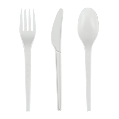 Basic Nature White CPLA Plastic Cutlery Set - Heat-Resistant, Compostable - 6 1/2" - 290 count box