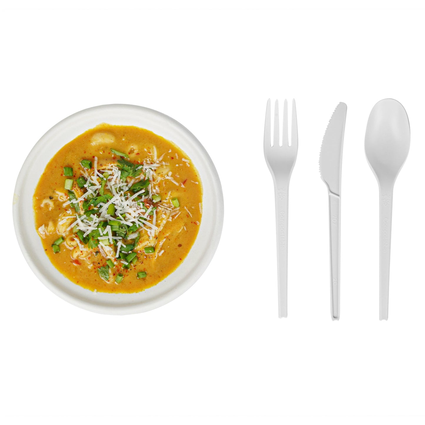Basic Nature White CPLA Plastic Cutlery Set - Heat-Resistant, Compostable - 6 1/2" - 290 count box