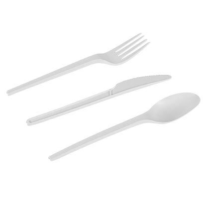 Basic Nature White CPLA Plastic Cutlery Set - Heat-Resistant, Compostable - 6 1/2" - 290 count box
