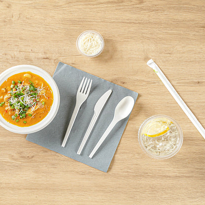 Basic Nature White CPLA Plastic Cutlery Set - Heat-Resistant, Compostable - 6 1/2" - 290 count box
