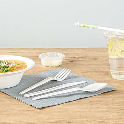 Basic Nature White CPLA Plastic Cutlery Set - Heat-Resistant, Compostable - 6 1/2" - 290 count box