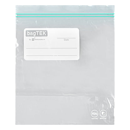 Bag Tek 1 qt Clear Plastic Zip Bag - Double Zipper, Write-On Label, BPA-Free - 7 1/2" x 7" - 25 count box