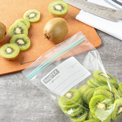 Bag Tek 1 qt Clear Plastic Zip Bag - Double Zipper, Write-On Label, BPA-Free - 7 1/2" x 7" - 25 count box