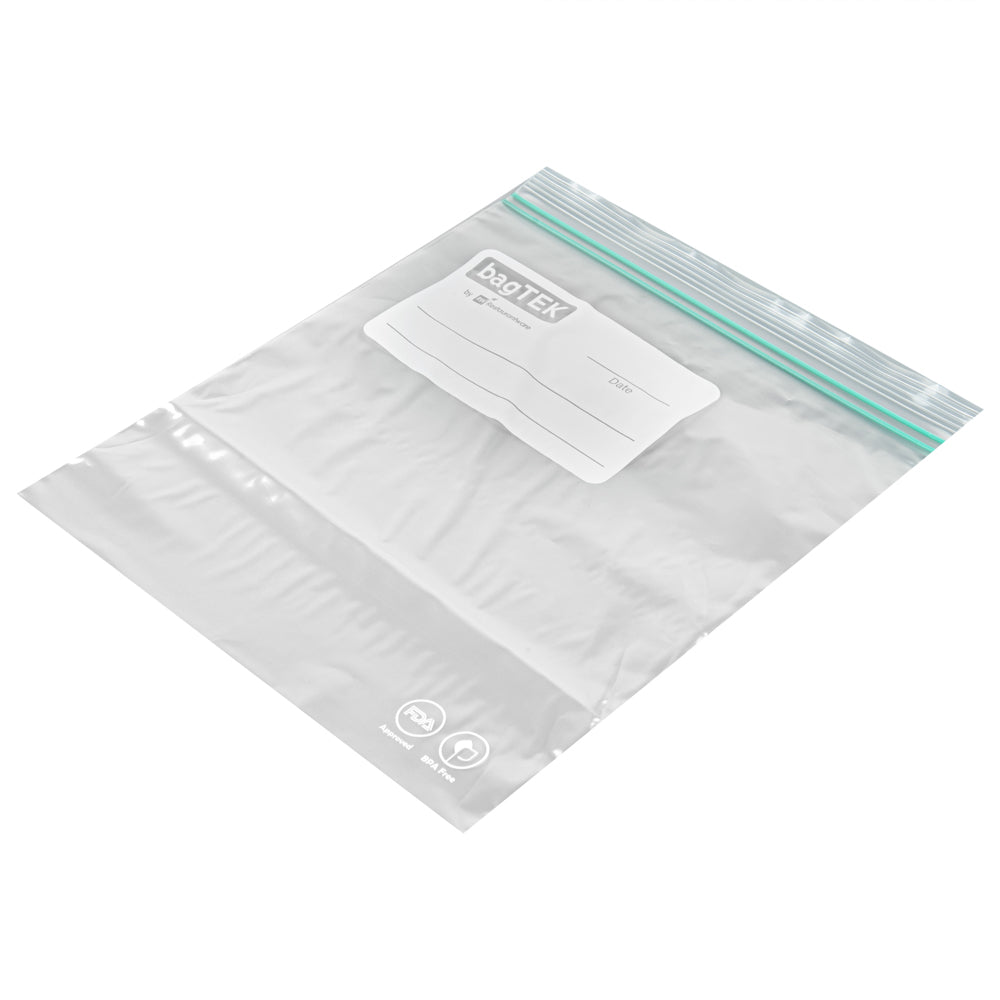 Bag Tek 1 qt Clear Plastic Zip Bag - Double Zipper, Write-On Label, BPA-Free - 7 1/2" x 7" - 1000 count box