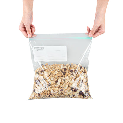 Bag Tek 1 gal Clear Plastic Zip Bag - Double Zipper, Write-On Label, BPA-Free - 10 3/4" x 10 1/2" - 25 count box