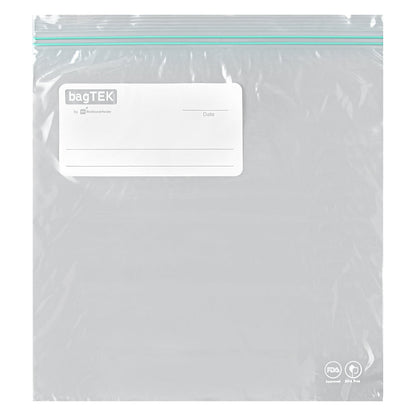 Bag Tek 1 gal Clear Plastic Zip Bag - Double Zipper, Write-On Label, BPA-Free - 10 3/4" x 10 1/2" - 25 count box