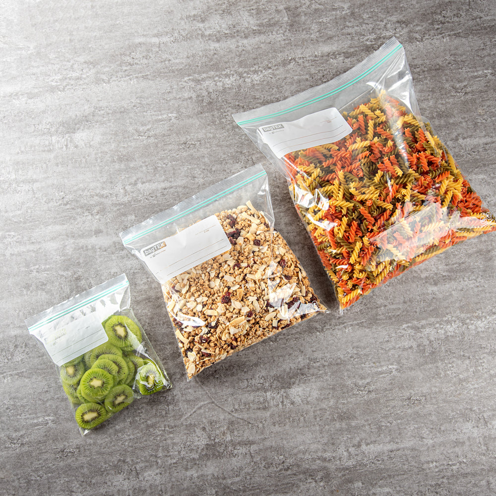 Bag Tek 1 gal Clear Plastic Zip Bag - Double Zipper, Write-On Label, BPA-Free - 10 3/4" x 10 1/2" - 25 count box