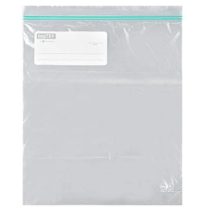 Bag Tek 2 gal Clear Plastic Zip Bag - Double Zipper, Write-On Label, BPA-Free - 15" x 13" - 25 count box