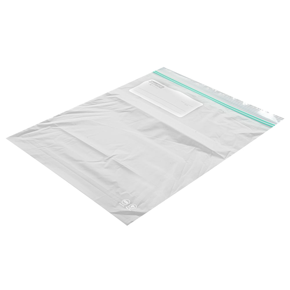 Bag Tek 2 gal Clear Plastic Zip Bag - Double Zipper, Write-On Label, BPA-Free - 15" x 13" - 25 count box