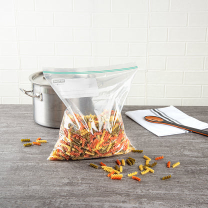 Bag Tek 2 gal Clear Plastic Zip Bag - Double Zipper, Write-On Label, BPA-Free - 15" x 13" - 25 count box