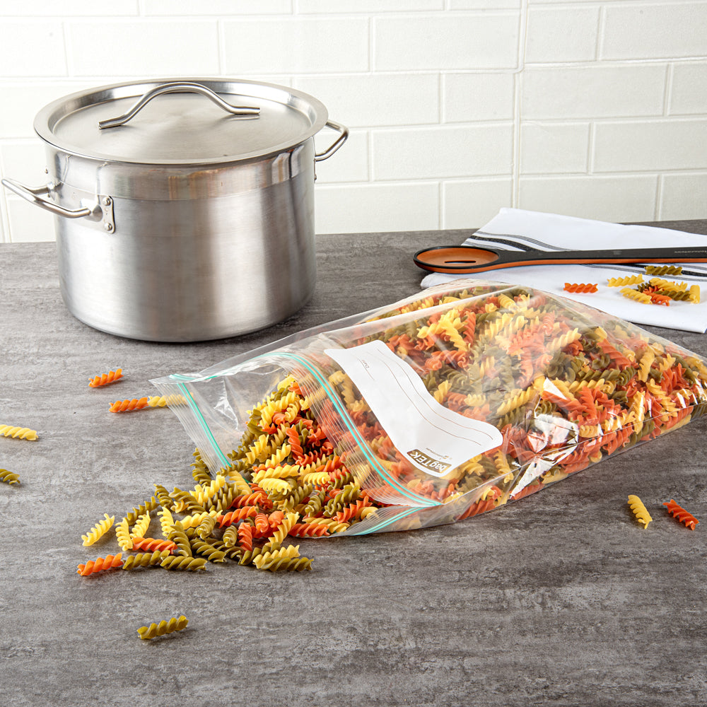 Bag Tek 2 gal Clear Plastic Zip Bag - Double Zipper, Write-On Label, BPA-Free - 15" x 13" - 25 count box
