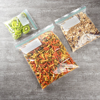 Bag Tek 2 gal Clear Plastic Zip Bag - Double Zipper, Write-On Label, BPA-Free - 15" x 13" - 25 count box