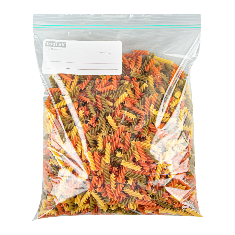 Bag Tek 2 gal Clear Plastic Zip Bag - Double Zipper, Write-On Label, BPA-Free - 15" x 13" - 1000 count box