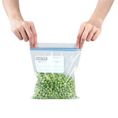 Bag Tek 1 qt Clear Plastic Freezer Bag - Double Zipper, Write-On Label, BPA-Free - 7 1/2" x 7" - 1000 count box