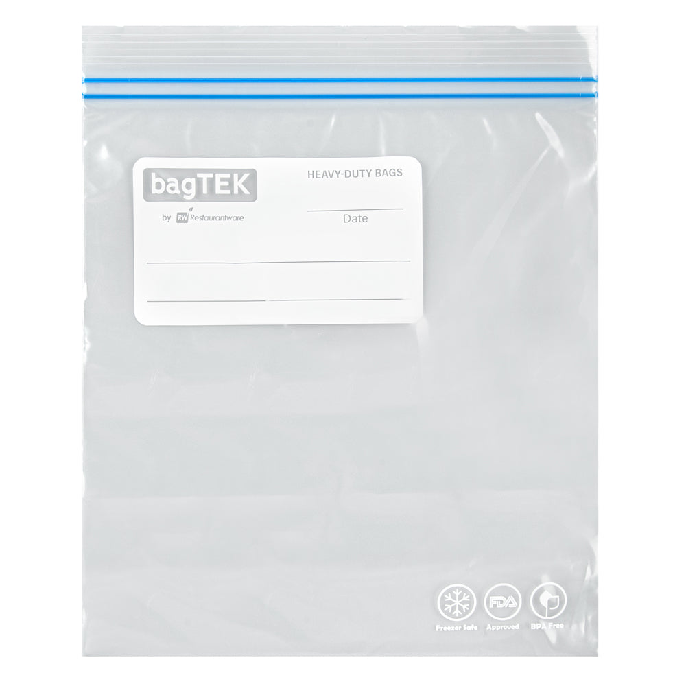 Bag Tek 1 qt Clear Plastic Freezer Bag - Double Zipper, Write-On Label, BPA-Free - 7 1/2" x 7" - 1000 count box