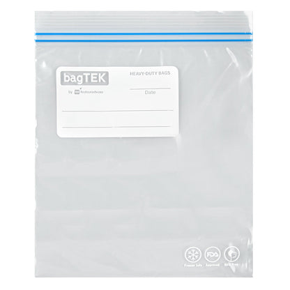 Bag Tek 1 qt Clear Plastic Freezer Bag - Double Zipper, Write-On Label, BPA-Free - 7 1/2" x 7" - 1000 count box