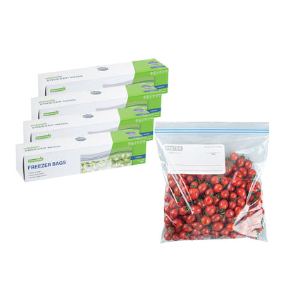 Bag Tek 1 gal Clear Plastic Freezer Bag - Double Zipper, Write-On Label, BPA-Free - 10 3/4" x 10 1/2" - 25 count box