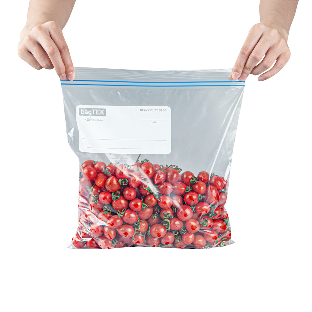 Bag Tek 1 gal Clear Plastic Freezer Bag - Double Zipper, Write-On Label, BPA-Free - 10 3/4" x 10 1/2" - 25 count box