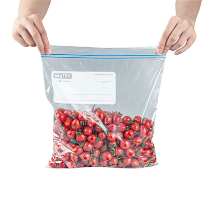 Bag Tek 1 gal Clear Plastic Freezer Bag - Double Zipper, Write-On Label, BPA-Free - 10 3/4" x 10 1/2" - 25 count box