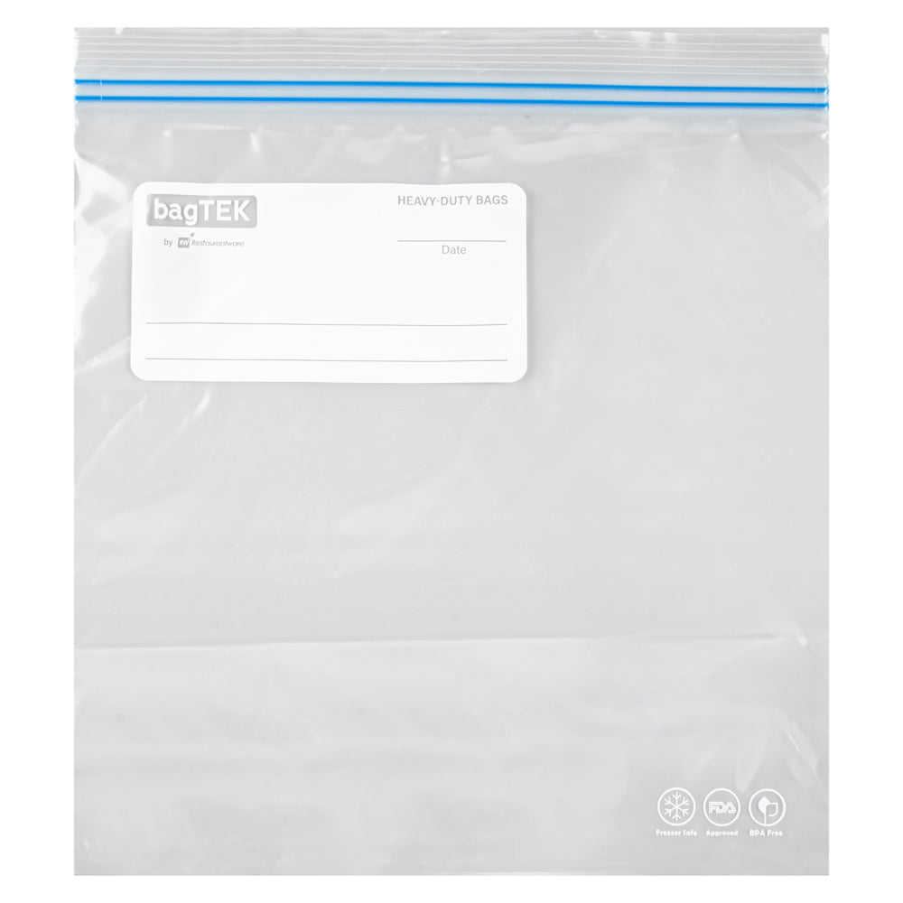 Bag Tek 1 gal Clear Plastic Freezer Bag - Double Zipper, Write-On Label, BPA-Free - 10 3/4" x 10 1/2" - 25 count box